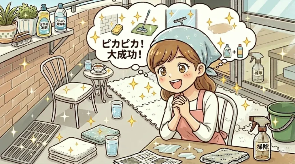 ピカピカになった部屋で喜んでいるイメージ